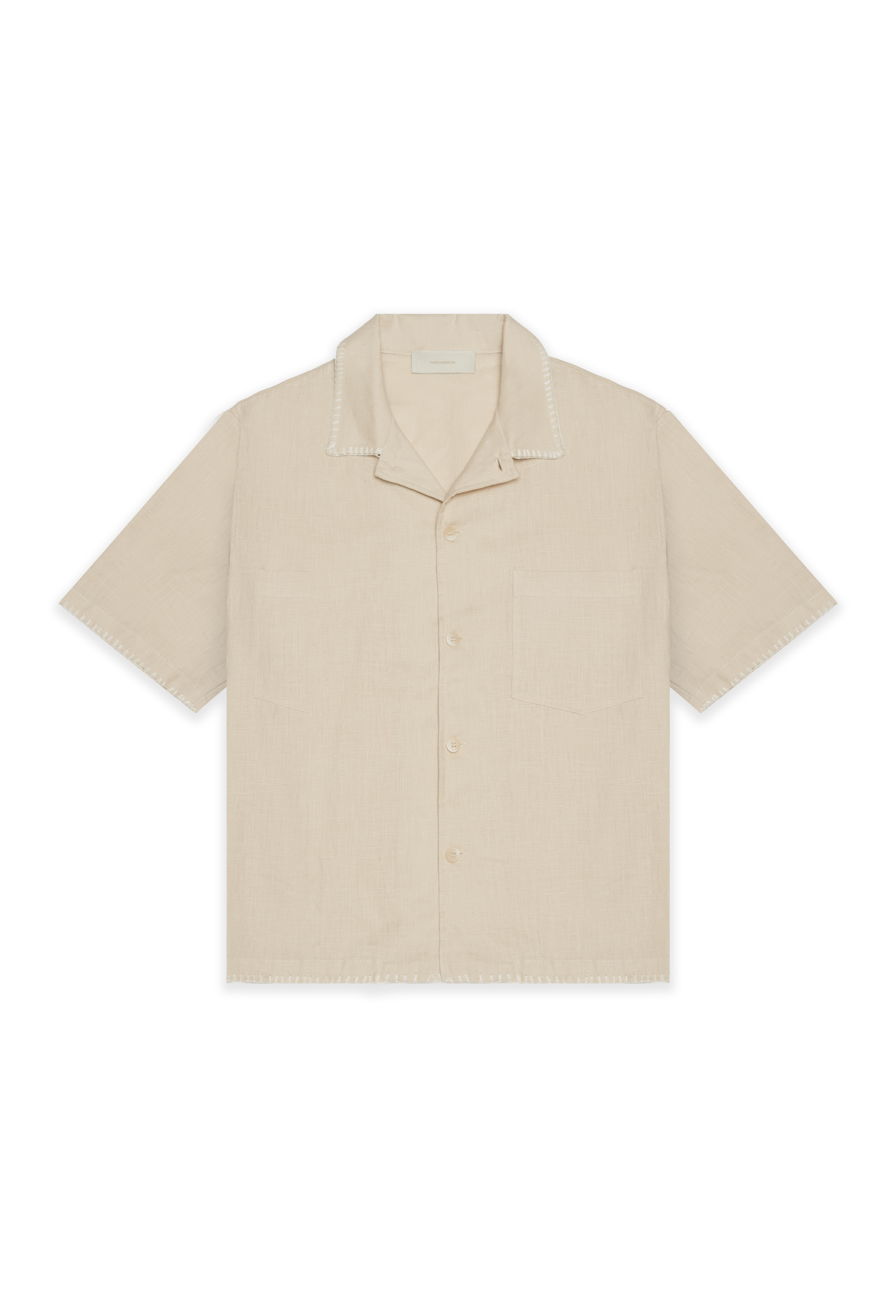 545 LINEN BOWLING SHIRT SAND BEIGE