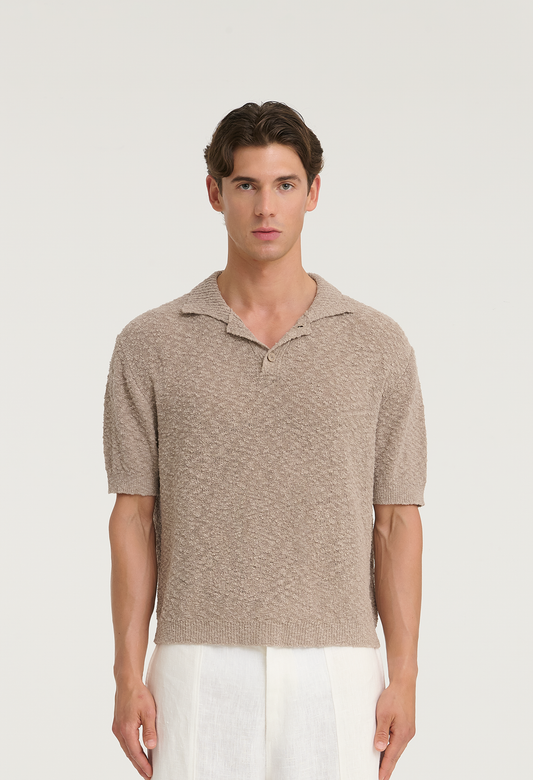 545 BOUCLÉ POLO SHIRT BEIGE SAND