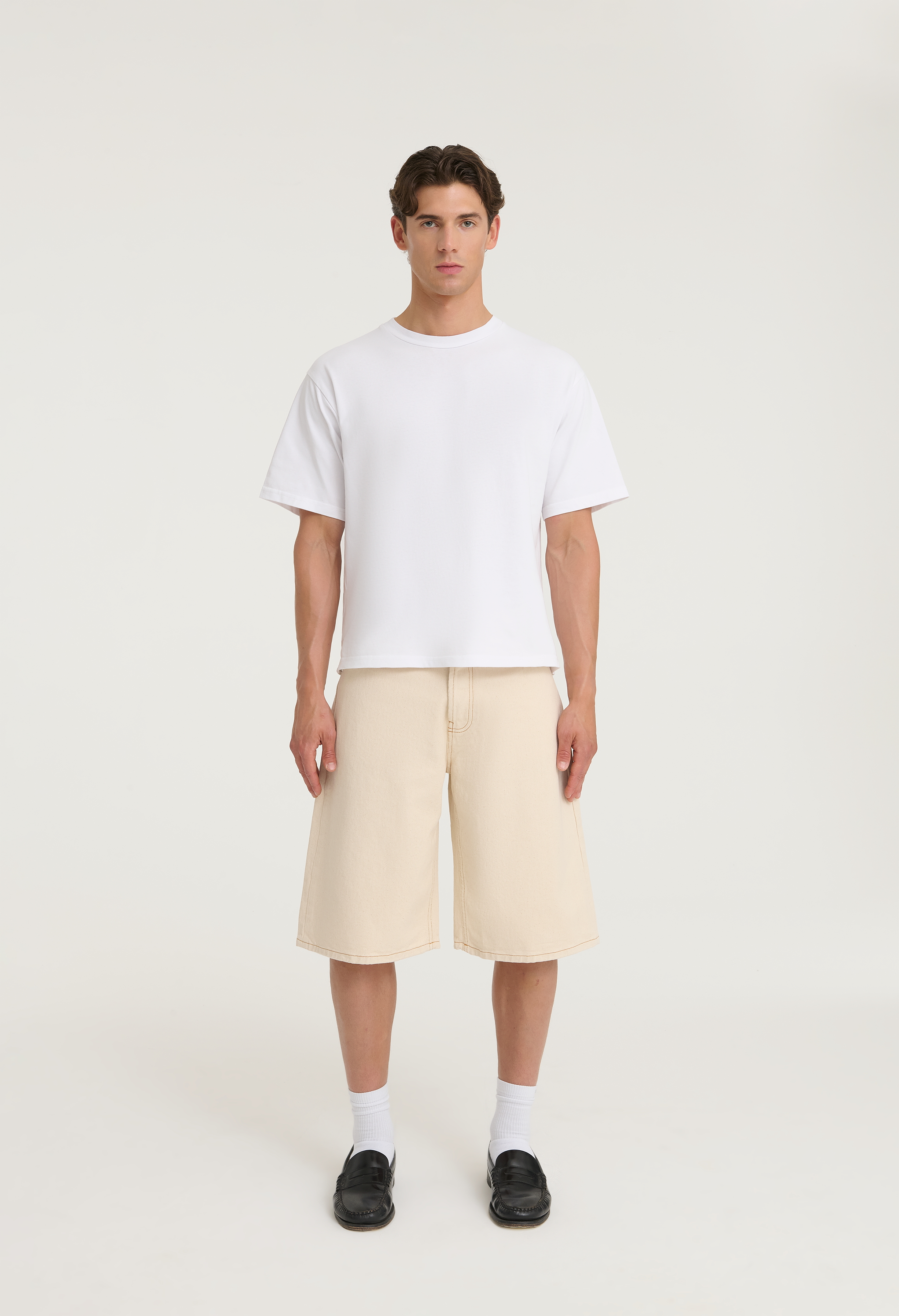 545 DENIM 02 SHORTS STRAW IVORY