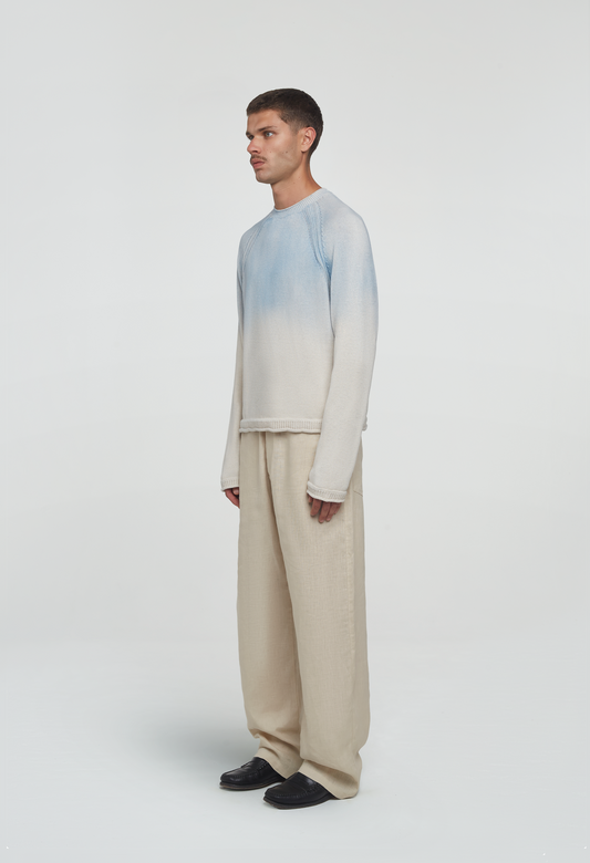 545 LINEN FADED SWEATER OCEAN BLUE