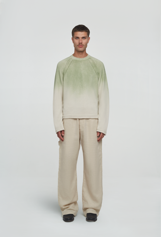 545 LINEN FADED SWEATER PALM GREEN
