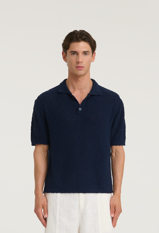 545 BOUCLÉ POLO SHIRT DARK NAVY