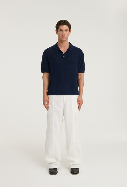 545 BOUCLÉ POLO SHIRT DARK NAVY