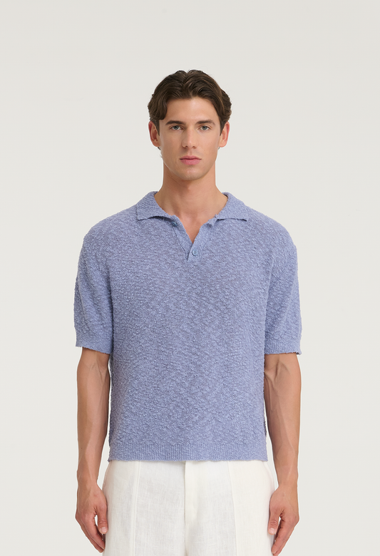 545 BOUCLÉ POLO SHIRT LIGHT BLUE
