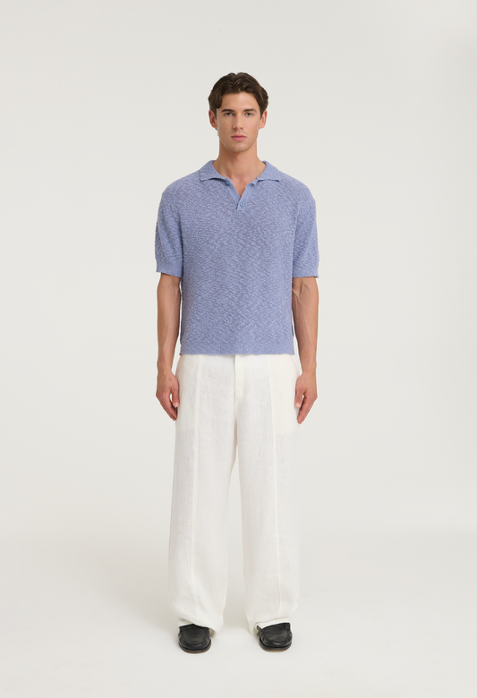 545 BOUCLÉ POLO SHIRT LIGHT BLUE