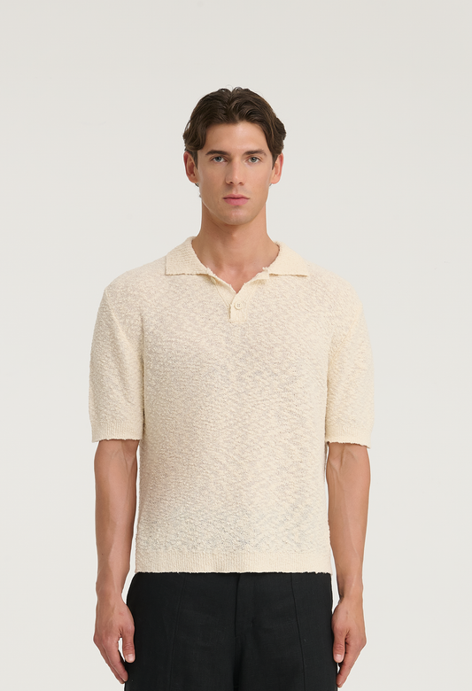 545 BOUCLÉ POLO SHIRT IVORY WHITE