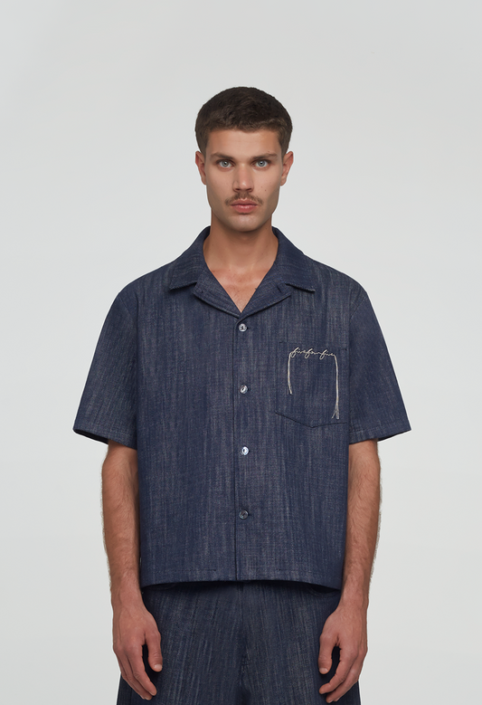 545 LIGHTWEIGHT RAW DENIM BOWLING SHIRT