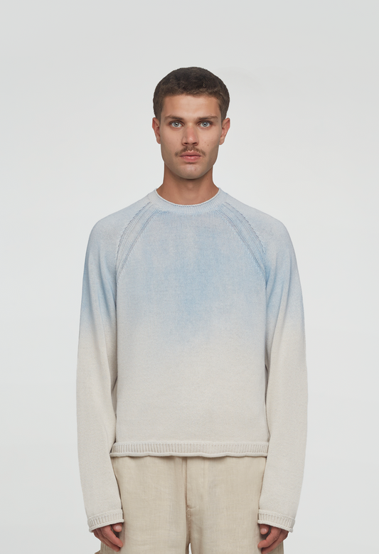 545 LINEN FADED SWEATER OCEAN BLUE